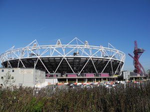 View of the Olympic stadium from the Hertford Union Canal